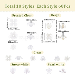600 pièce 10 styles de perles d'imitation en plastique ABS et de capuchons de perles en acrylique&nbsp;OACR-SC0002-34