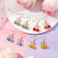 4 paio 4 stili orecchini pendenti con perline di pietra mista naturale a forma di ciliegia&nbsp;EJEW-TA00582