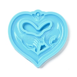 Moules en silicone pour pendentif en forme de cœur avec promesse de petit doigt&nbsp;SIMO-C007-06