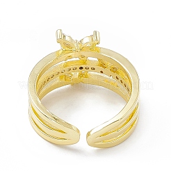 Placage en rack en laiton écologique micro pavé clair anneaux de zircone cubique&nbsp;RJEW-B025-05G