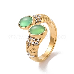 Bague de manchette ouverte ovale en pierres précieuses avec strass en cristal&nbsp;STAS-E168-10C-G