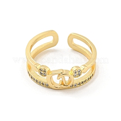 Bagues de manchette ouvertes en laiton avec lettres micro pavées&nbsp;RJEW-G309-30G