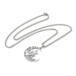 Colliers avec pendentif lune de cowboy en acier inoxydable 201&nbsp;NJEW-H065-26P