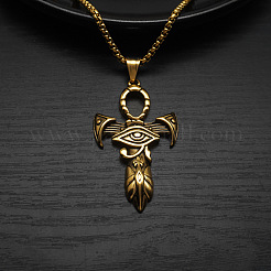 Occhio egizio di horus ankh croce 304 acciaio inossidabile ciondolo catena a scatola collane per uomo&nbsp;FS-WG917EC-02