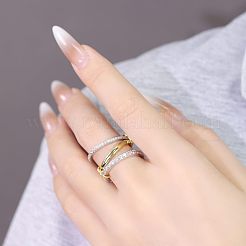 Anelli impilabili in acciaio inossidabile con micro pavé di zirconi cubici trasparenti&nbsp;WGD96BD-03