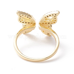 Bague de manchette papillon en zircone cubique transparente&nbsp;RJEW-D117-05G