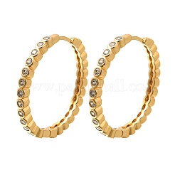Orecchini a cerchio da donna in ottone placcato a cremagliera con micro pavé di zirconi cubici trasparenti&nbsp;EJEW-C125-17A-G