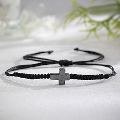 Verstellbare Armbänder aus geflochtenem Kreuzband mit synthetischem Stein&nbsp;CC2534-1