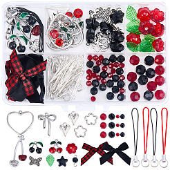 DIY-Sets zur Herstellung von Handy-Armbändern aus Kirsch-Polyester&nbsp;DIY-SC0033-68