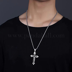 Halsketten mit Anhänger aus schwarzer Emaille und Kreuz&nbsp;FS-WGF2765-01