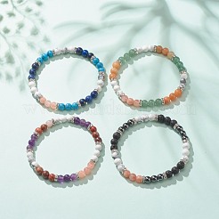 Bracciale elasticizzato con perline tonde in pietre dure miste naturali e sintetiche da donna&nbsp;BJEW-JB08336