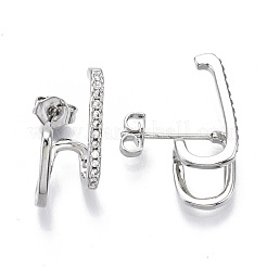 Orecchini a bottone in ottone con zirconi chiari e micro pavè&nbsp;EJEW-N011-11P-NF