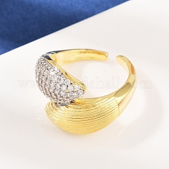 Manschettenringe aus Messing mit Mikropavé-Zirkonia für Damen&nbsp;RJEW-C140-16G