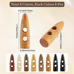 64 pz 8 colori bottoni in legno a 2 fori&nbsp;WOOD-GF0002-35B