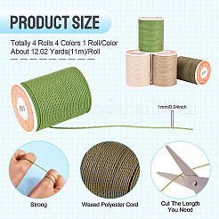 4 rouleau de cordon rond en polyester ciré 4 couleurs&nbsp;YC-TA0001-27B