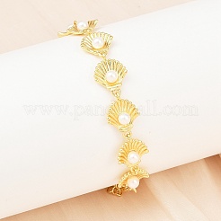 Pulseras de cadena de eslabones de latón para mujer&nbsp;BJEW-A090-07B-G
