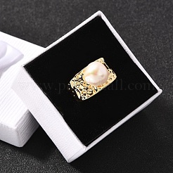 Natürliche Perle Fingerringe&nbsp;RJEW-P113-21G