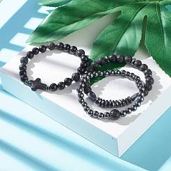 Juego de pulseras elásticas con cuentas cruzadas de energía para hombres y mujeres&nbsp;BJEW-JB06891