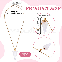 Collane con pendente a forma di cono sfaccettato in cristallo di quarzo naturale con catena in acciaio inossidabile 304&nbsp;NJEW-WH0002-266F