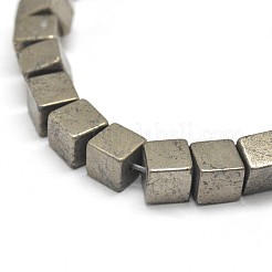 Würfel natürlicher Pyrit Perlen Stränge&nbsp;G-I126-17-6x6mm