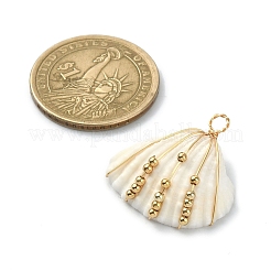 Pendentifs enveloppés de fil de cuivre en coquille naturelle&nbsp;PALLOY-TA00078-01