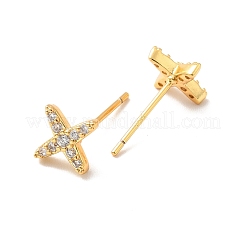 Orecchini a bottone con stella in zirconi chiari&nbsp;EJEW-P199-02G