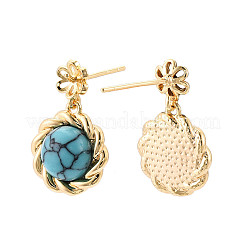Boucles d'oreilles à tige en laiton et turquoise synthétique&nbsp;KK-N258-18G