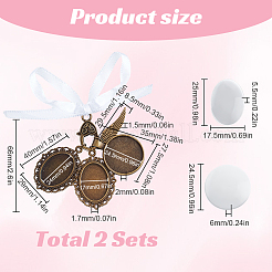2 ensemble de breloques photo en alliage et verre pour bouquet de mariage&nbsp;DIY-SC0025-64