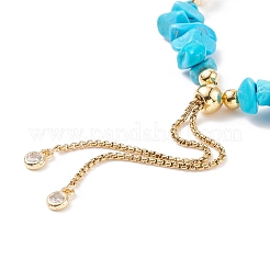 Chip di howlite naturale e braccialetto scorrevole con perline di perle&nbsp;BJEW-JB08334-06