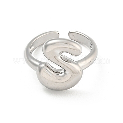 Anelli per polsini aperti con lettera in ottone da donna&nbsp;RJEW-G313-01S-P