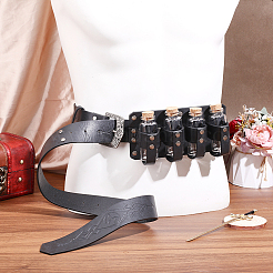Rechteckige mittelalterliche Gürteltasche aus PU-Leder mit 4 Glastrankflasche&nbsp;AJEW-WH0077-080B