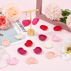 18 applique en coton crochetée à la main en forme de cœur&nbsp;AJEW-FG0002-47