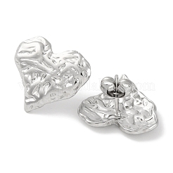 Pendientes de botón con forma de corazón texturizado de acero inoxidable 304&nbsp;EJEW-D281-17S