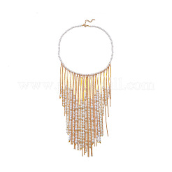 Colliers plastron bohèmes en alliage et perles d'imitation à pompon pour femmes&nbsp;WGC8DB7-01