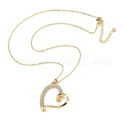 Halsketten mit Herzanhänger aus Messing mit Mikropflaster und klarem Zirkonia für Damen&nbsp;NJEW-R027-01G-02