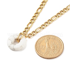 Collier pendentif beignet en howlite naturelle&nbsp;NJEW-JN03815-05