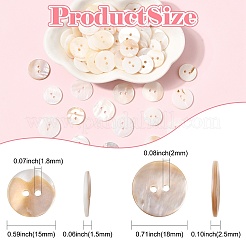 100 bouton en coquillage d'eau douce de 2 styles&nbsp;BUTT-CJ0001-12