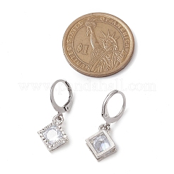 Pendientes de aro de acero inoxidable 304 con circonita cúbica transparente en forma de rombo para mujer&nbsp;EJEW-JE05992