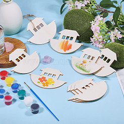 Ensemble de pendentifs en bois vierges inachevés en forme de bateau pour les arts de la peinture&nbsp;FIND-WH0152-946
