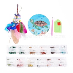 Pittura diamante fai da te appeso rete/rete intrecciata con kit pendenti di piume&nbsp;DIY-I084-06