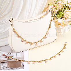 2 stücke legierung emaille rosa bowknot quaste 304 edelstahl kabel kette tasche dekorative ketten&nbsp;AJEW-BBC0001-03