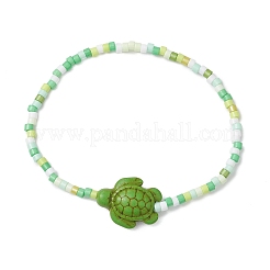 Handgefertigte Stretch-Armbänder aus Glasperlen und synthetischen Türkisperlen für Kinder&nbsp;BJEW-JB11301-02