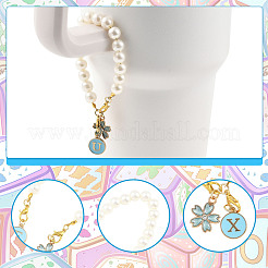 26 pieza de adorno para asa de taza de acrílico y aleación esmaltada con imitación de perla&nbsp;HJEW-FS00095