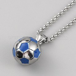 Collier pendentif football en acier inoxydable 304 avec chaînes rolo pour femme&nbsp;NJEW-SZC0003-02P