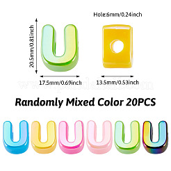 20 pièce de perles européennes en acrylique opaque avec placage UV&nbsp;OACR-TADJ0001-16U