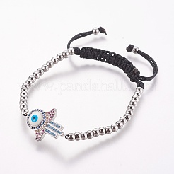 Verstellbare geflochtene Perlenarmbänder aus Edelstahl 304&nbsp;BJEW-L655-012