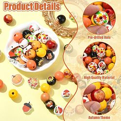 100 Stück 15 Stile runde & Blumen Holz europäischen Perlen&nbsp;WOOD-CJ0002-45