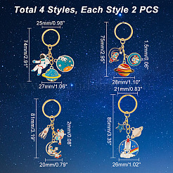 2 ensemble de porte-clés pendentifs en alliage émaillé sur le thème de l'espace&nbsp;KEYC-GA0001-25