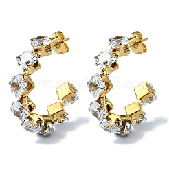 Ionenplattierung (IP) goldene 304 Edelstahl-Rhombus-Ohrstecker mit Glas&nbsp;EJEW-C071-07G