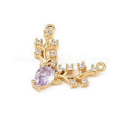 Pendentifs avec zircon cubiques à micro-pavés en laiton&nbsp;KK-F919-29G-03